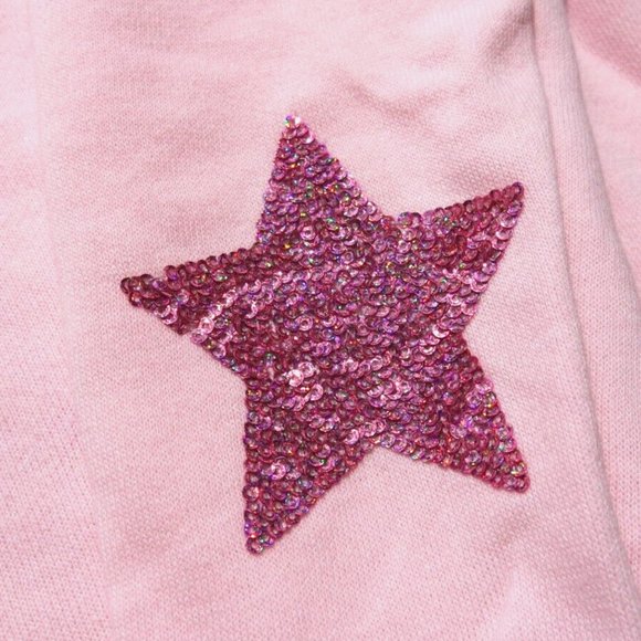 J.CREW CREWCUTS GIRLS PINK SEQUIN STAR ELBOW PATCHES CREWNECK SWEATSHIRT - Picture 3 of 3